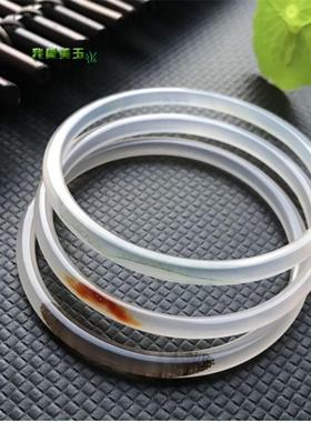 天然冰种细圆条透明原色玉髓手镯