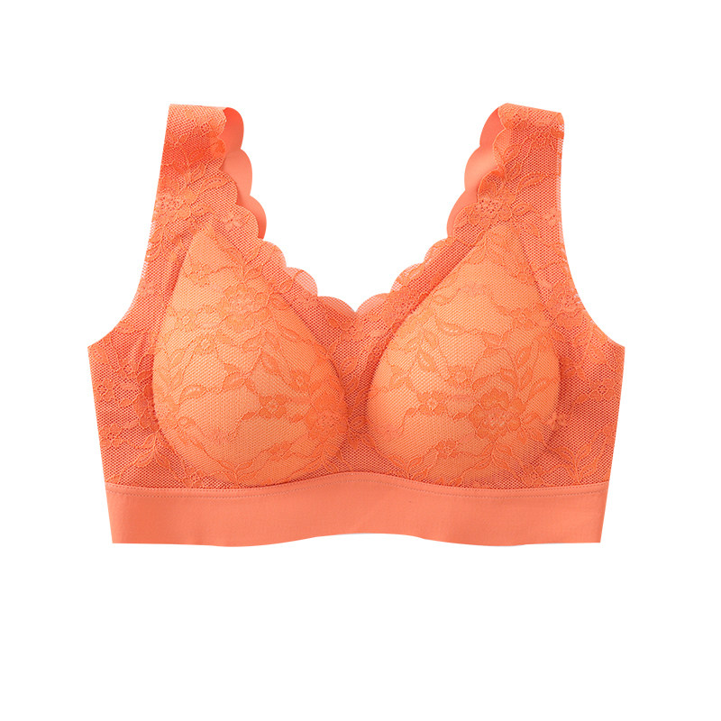 ㊣泰国乳胶女无钢圈收副乳蕾丝文胸 韩娅曼抹胸