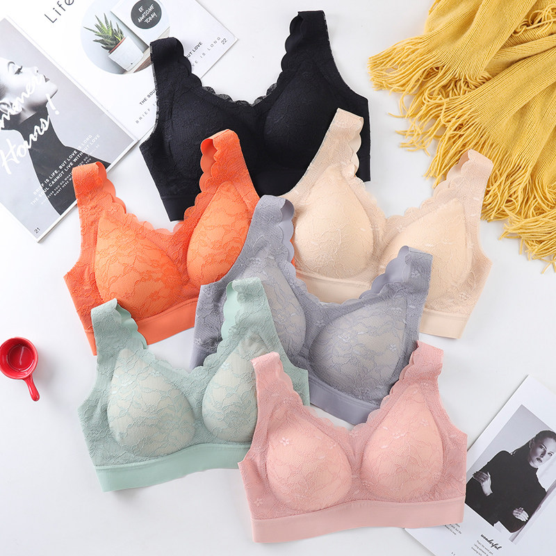 ㊣泰国乳胶女无钢圈收副乳蕾丝文胸 韩娅曼抹胸