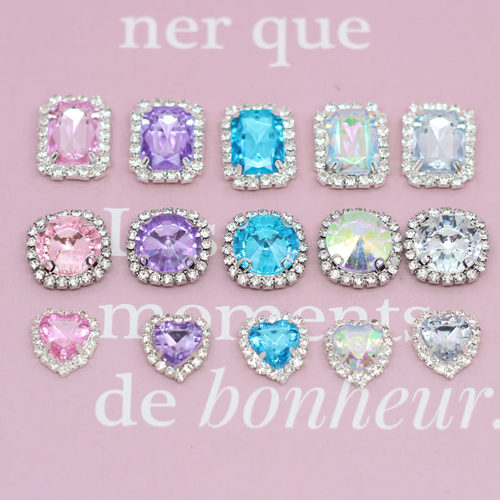 银底镶钻平底亚克力钻合金花托圆形花盘手工发饰头饰DIY饰品配件 - 图0