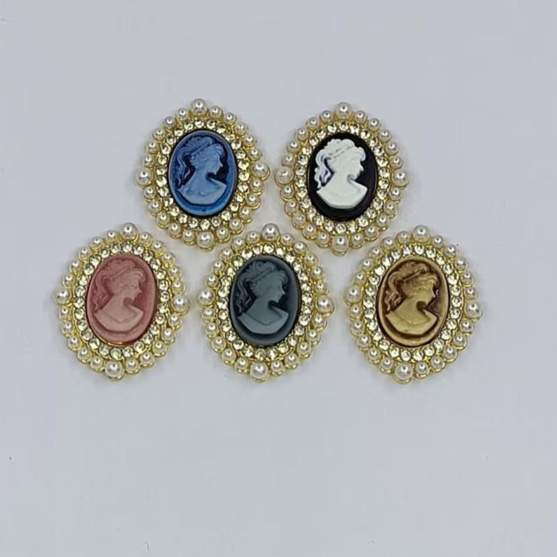 复古珍珠菱形花边内镶美人头花盘钻扣合金配件服饰包包配饰,淘宝优惠券,粉丝福利购,淘宝优惠卷