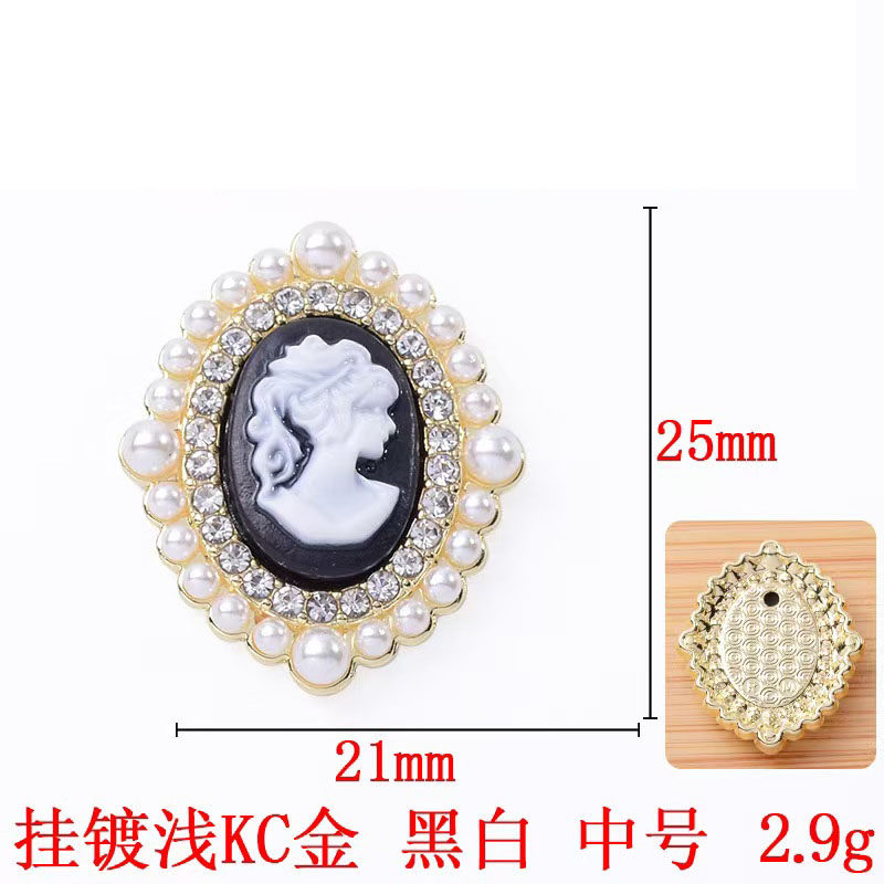 复古珍珠菱形花边内镶美人头花盘钻扣合金配件服饰包包配饰,淘宝优惠券,粉丝福利购,淘宝优惠卷