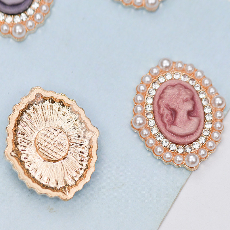 复古珍珠菱形花边内镶美人头花盘钻扣合金配件服饰包包配饰,淘宝优惠券,粉丝福利购,淘宝优惠卷