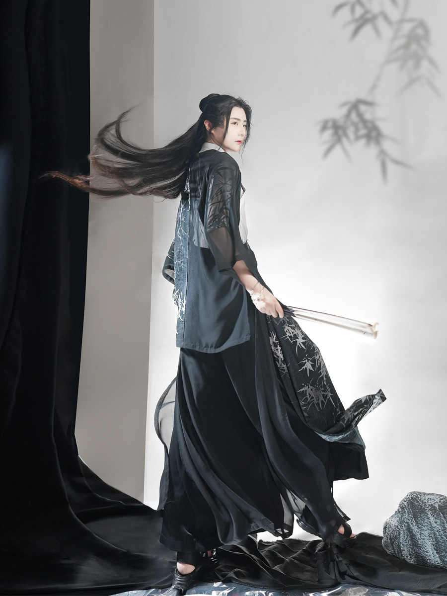 风雅司制原创墨竹隐书法上班汉服新中式国潮宋裤元素阔腿水墨男女,淘宝优惠券,粉丝福利购,淘宝优惠卷