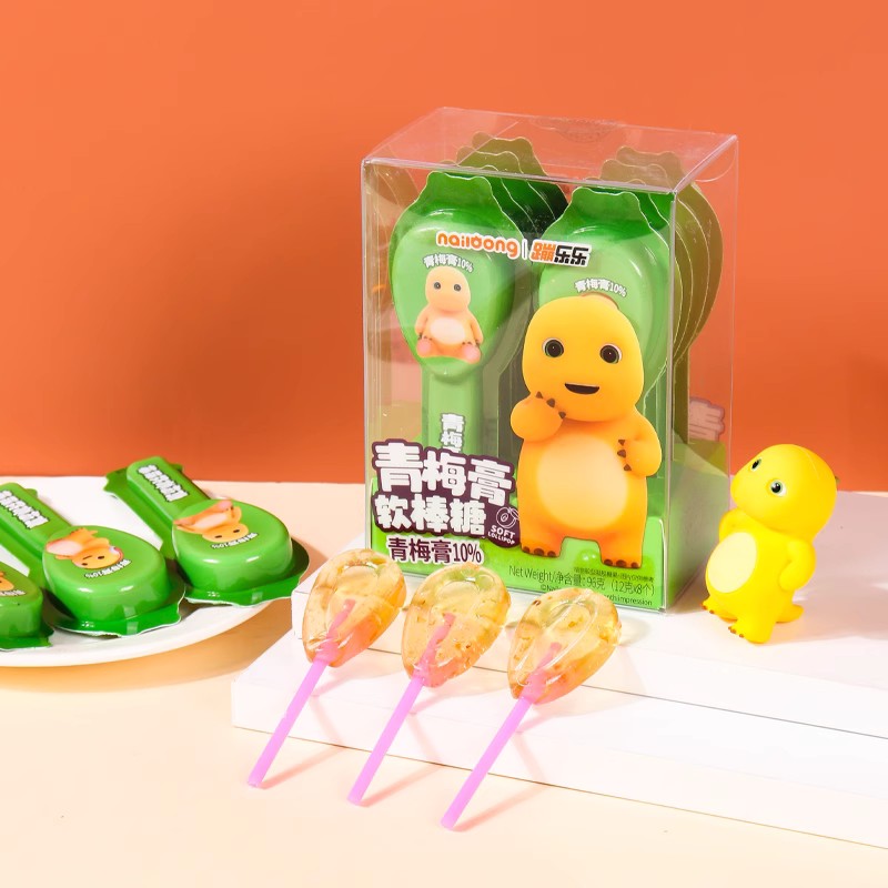 奶龙蹦乐乐软棒棒糖96g秋梨膏味青梅味陈皮味梨味Q弹零食糖果 - 图0