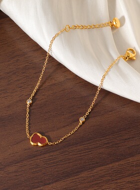 钛钢手链 新中式红贝葫芦手饰时尚轻奢不掉色小众单钻设计 SL503