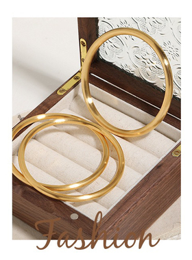 不掉色匠心传承古法拉丝素圈手镯百搭两世欢SZ600