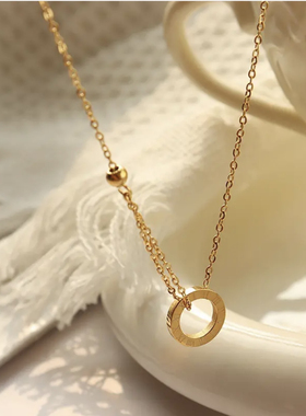 钛钢项链 不掉色小众欧美罗马个性时尚百搭项链圆环锁骨链XL318