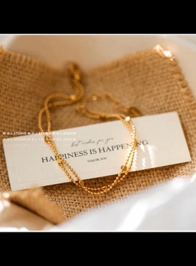 钛钢手链 不掉色双层复古小方块珠珠链条精致简约高级感手链SL519