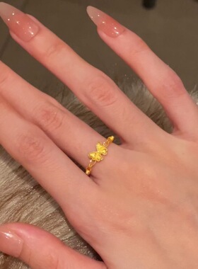 钛钢戒指 镂空蕾丝蝴蝶戒指女小众精致简约百搭开口指环JZ088