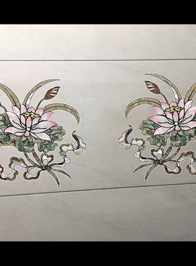 中式荷花螺钿贴家具凳子漆器玻璃