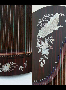 孔雀贝雕水移画螺钿贴纸古筝漆器