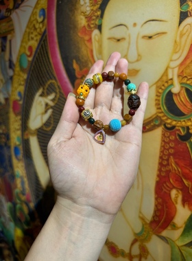 混搭手串DIY猴头+紫金鼠+库克+橄榄壳配饰阿拉善缅黄玛瑙