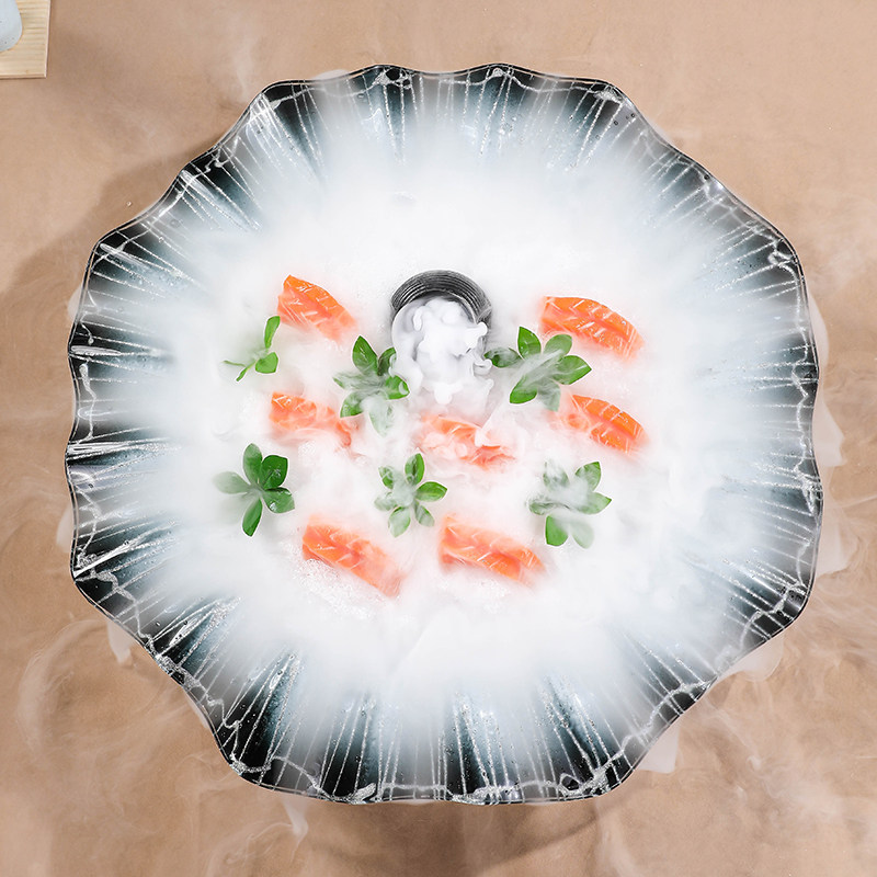 高端刺身盘冰盘干冰海鲜姿造三文鱼摆盘装饰日料鱼生拼盘专用盘子_虎窝淘