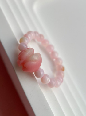 小众设计感戒圈石榴石朱砂转运珠戒指弹力绳戒指女指环素圈尾戒