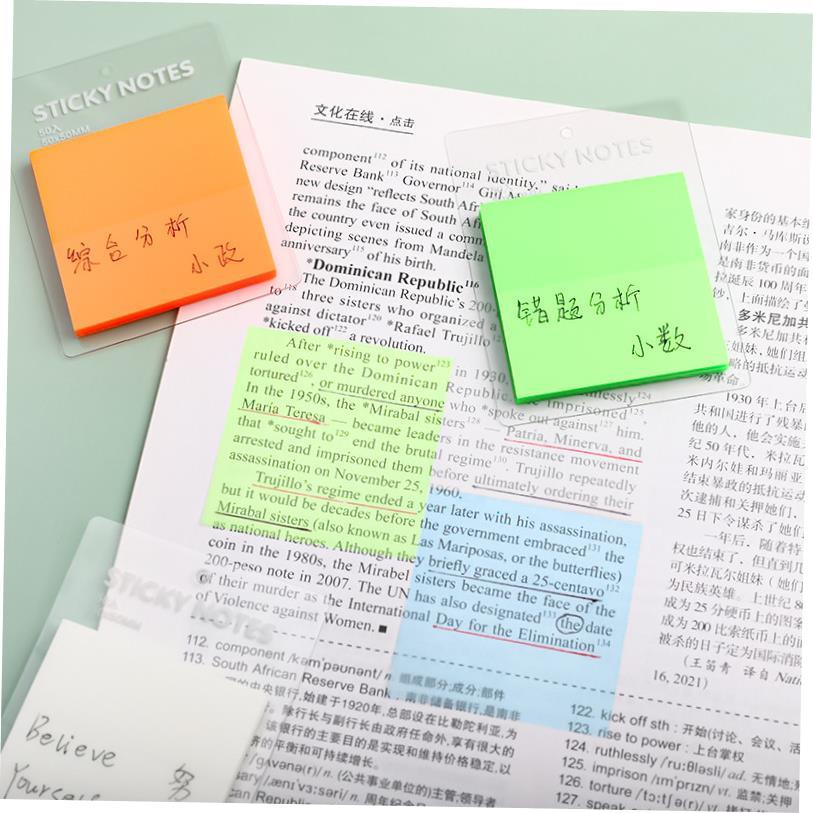 pet memo便签纸transparent sticky notes彩色半透明ins 便利贴纸 - 图1