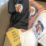 Tide, мультяшная базовая приятная телу футболка, короткий рукав, коллекция 2022, в корейском стиле, оверсайз