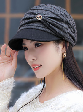 秋冬上新加绒保暖遮白发妈妈帽