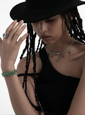 小众设计白金复古太阳花绿石MS