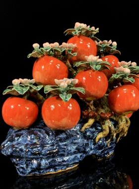 陶瓷苹果摆件玄关客厅装饰品