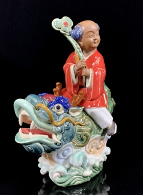 招财童子陶瓷摆件石湾公仔小财神客厅玄关装饰品新居乔迁开业送礼