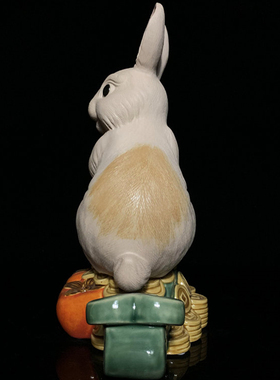 陶瓷祝福中式客厅兔子摆件