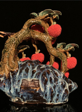 荔枝客厅摆件陶瓷招财中式送礼