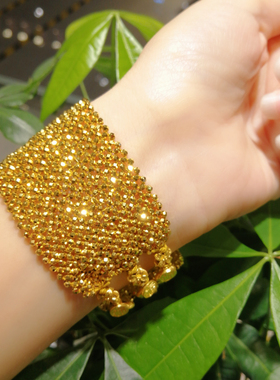 足金999编织手链女款时尚百搭手饰送女友礼物黄金手链