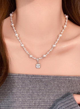 铜合金曼塔玫瑰仿珍珠毛衣链