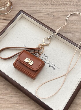 方形皮质长款小包包项链女