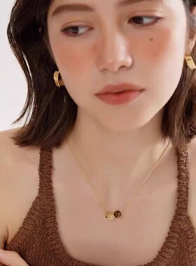 2024新款爆款金色虎眼石吊坠项链