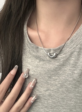 简约U型不掉色钛钢银色项链女
