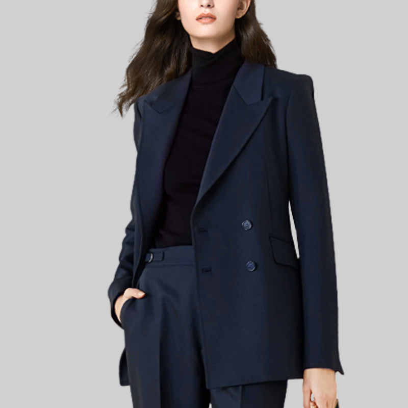 设计感藏青色西装套装女2025年秋新款气质显瘦干练收腰职业两件套,淘宝优惠券,粉丝福利购,淘宝优惠卷