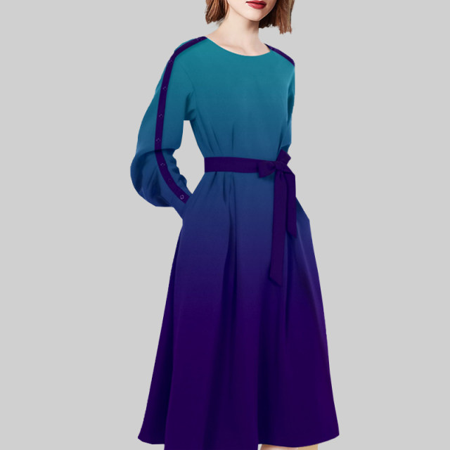 Hepburn style chic lace-up waist slimming midi skirt