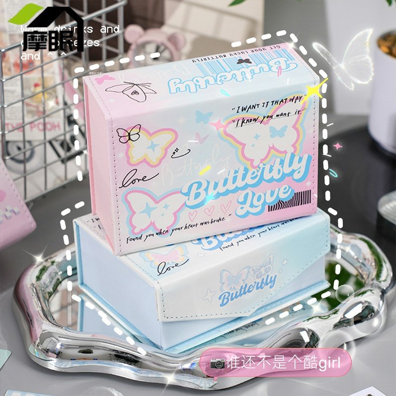 新款原创高颜值魔法小猫卡片收纳盒学生精美PU皮质防水收纳整理 - 图1