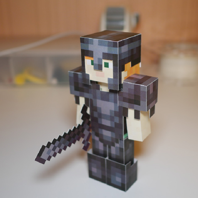 立体手工纸模型我的世界纸模盔甲史蒂夫盔甲纸模可穿戴下界合金套 - 图1