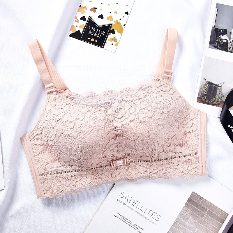 防走光聚拢大胸显小薄款蕾丝抹胸 欧莱仕文胸