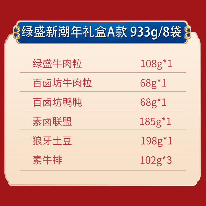 绿盛新潮年年货礼盒933g高端大礼包 绿盛食品牛肉类