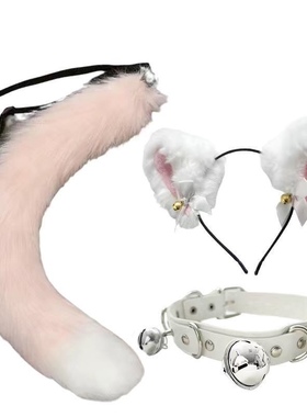 猫咪仿真兽耳毛绒头箍猫耳朵猫尾一整套cosplay发箍配饰