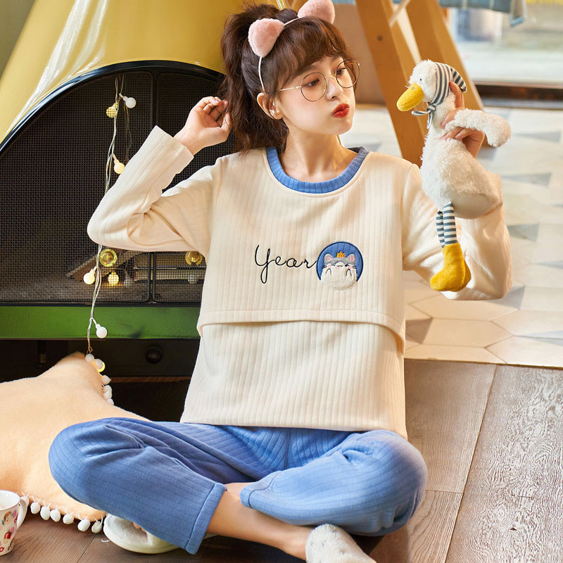 时尚秋冬款月子服三件套十月份睡衣 维雨服饰哺乳衣/月子服