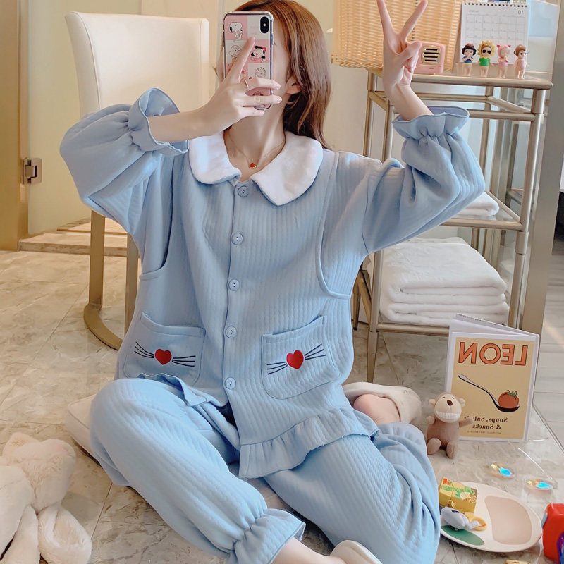 可喂奶空气棉月子服秋冬季产后睡衣 维雨服饰哺乳衣/月子服