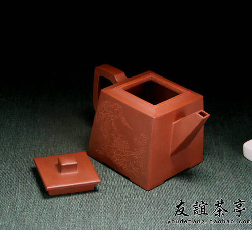 友谊茶亭名家 曹奇敏全手工制 国家高工木石装饰方韵壶紫砂壶360C - 图2