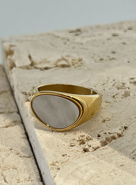 天然贝母原创设计开口可调节戒指