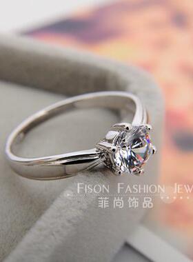 结婚钻六爪韩版情侣戒指环经典