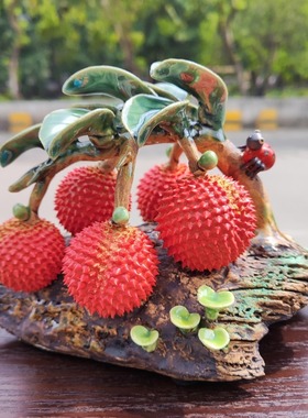 石湾手工陶瓷公仔荔枝摆件客厅电视柜书房桌面摆设乔迁新居礼品