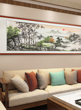 竹林山居纯手绘山水画国画客厅玄关沙发背景墙现代中式装饰画挂画