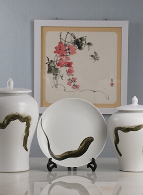 新中式小清新陶瓷花瓶插花会所客厅酒柜现代简约创意装饰家居摆件