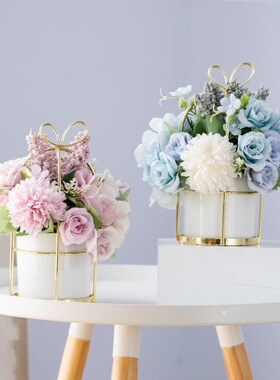 小盆栽ins干花花束假花家居客厅装饰摆件茶几桌面娟花艺摆设