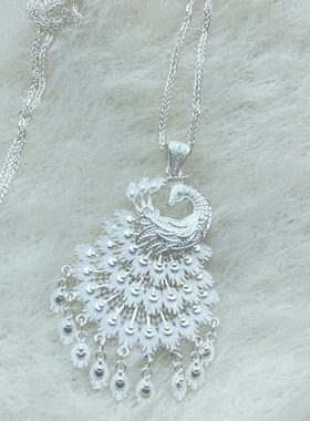 银笙歌足银肖邦链民族风孔雀吊坠