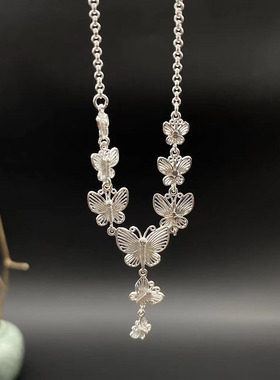 大银家足银镀金蝴蝶锁骨链女性